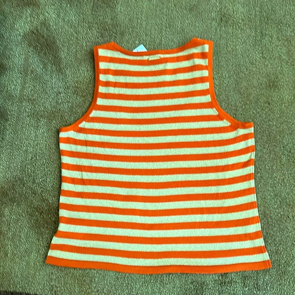 Michael Kors Orange and Gold Striped Tank Top